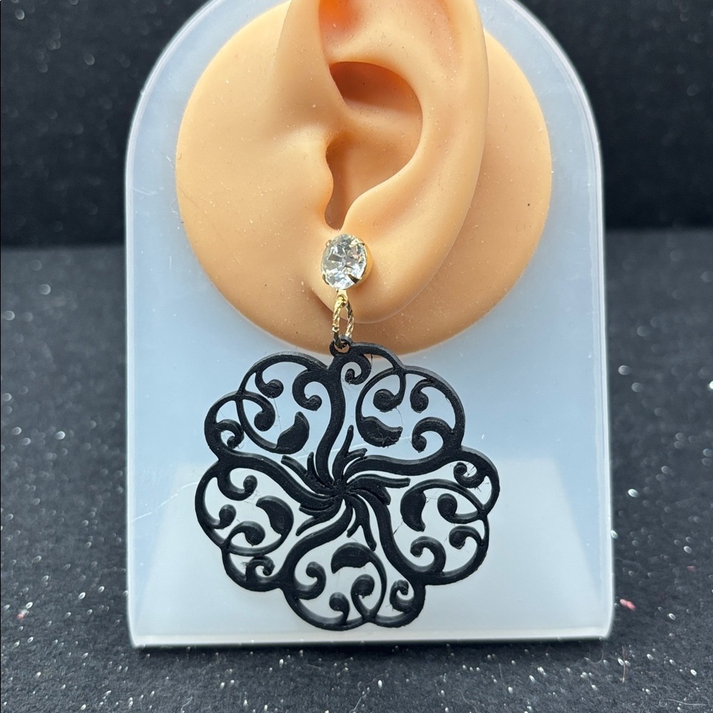 Black Filigree Earrings - Picture 2 of 4